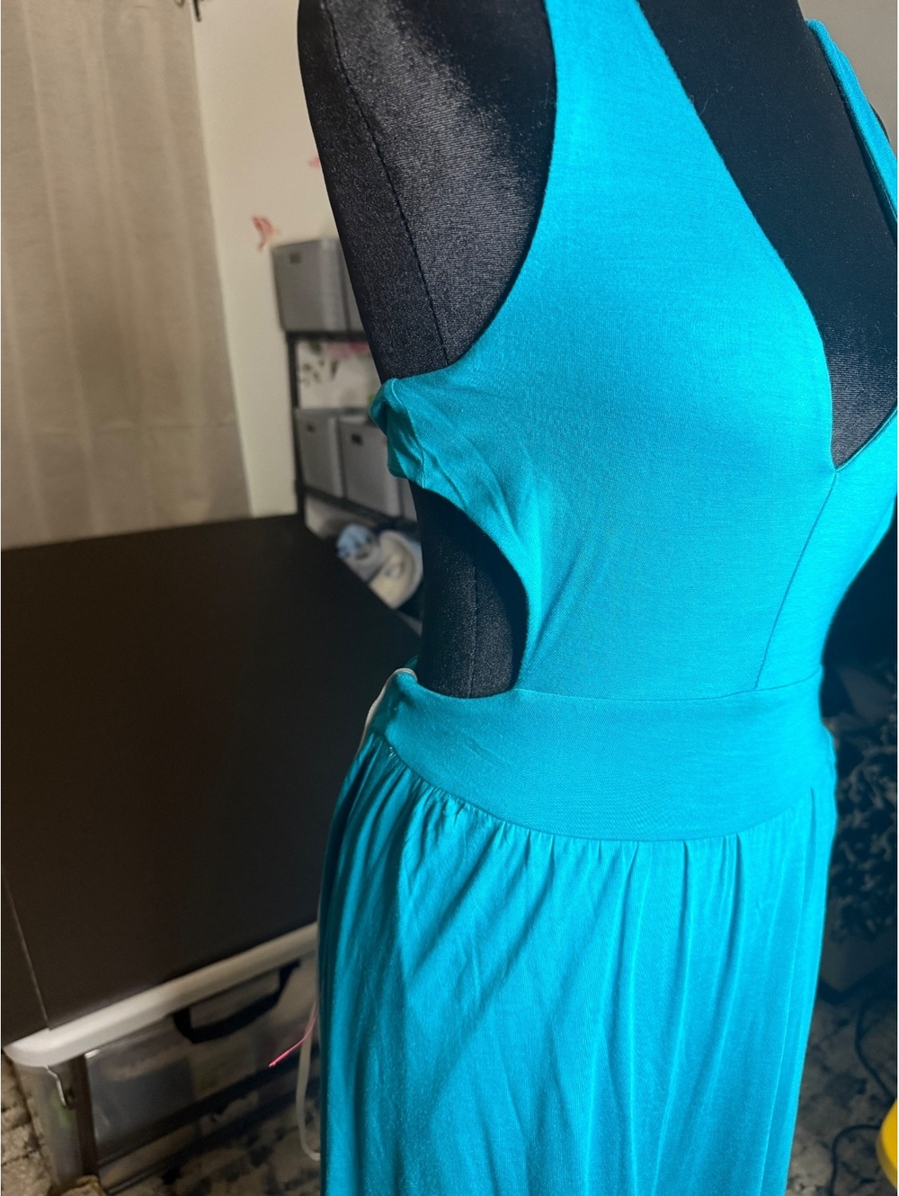 Bebe Turquoise Sleeveless Dress with Cutout Back and Tie - Picture 3 of 10